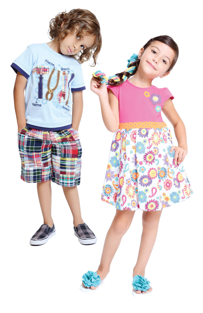 girl and boy in shorts and skirt