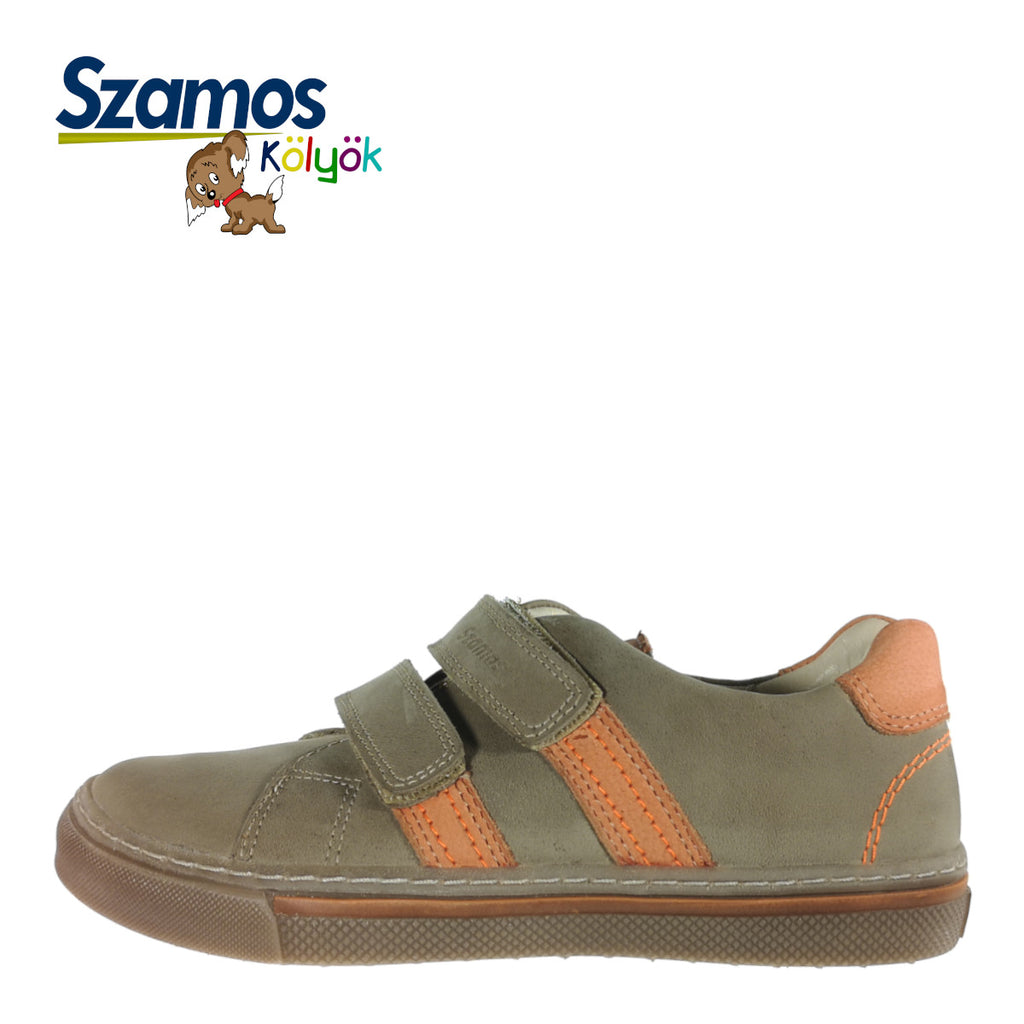 Premium quality shoes made from 100% genuine leather lining and upper, light brown color with orange detail and double velcro strap. This Szamos Kids product meets the highest expectations of healthy and comfortable kids shoes. The exceptional comfort these shoes provide assure the well-being and happiness of your child.