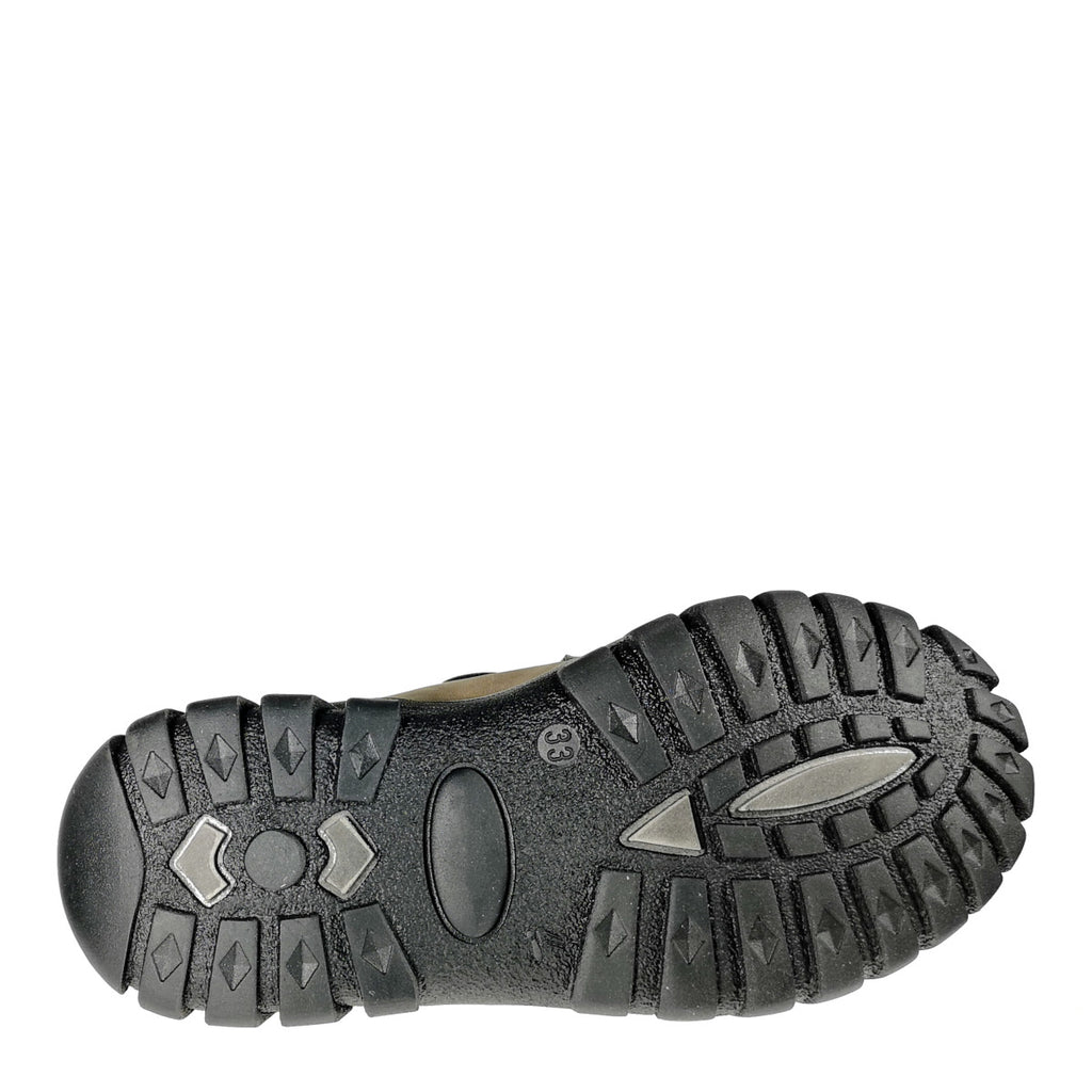 Szamos kid boy winter boots khaki with black velcro straps and khaki detail little kid/big kid size - TinyShoes