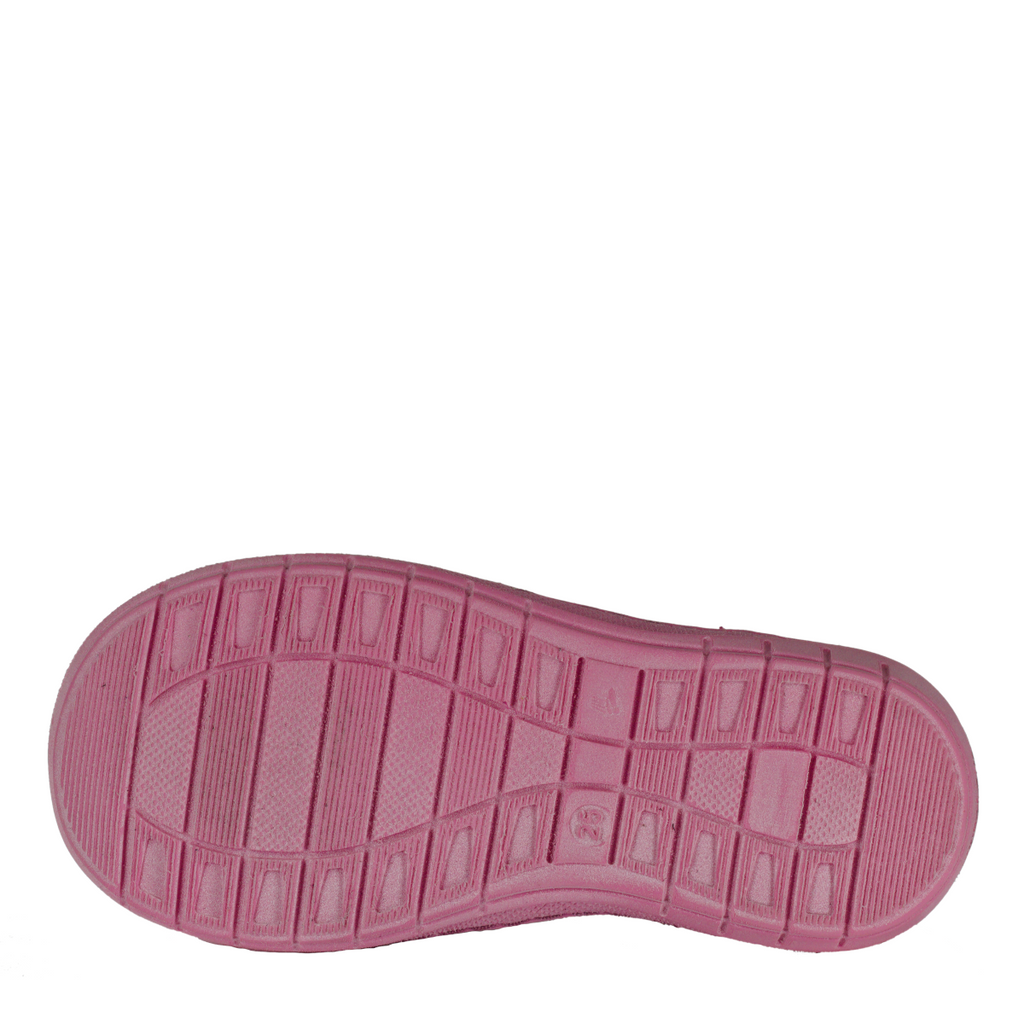 Szamos kid girl dress shoes in burgundy color and pink details with velcro strap little kid size - TinyShoes