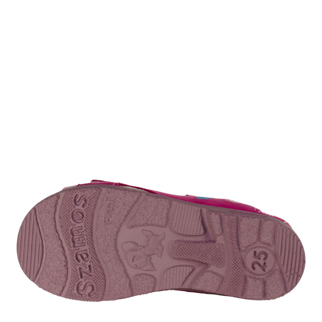 Szamos kid girl supinated sandals in pink color and fly pattern with double velcro strap toddler/little kid size - TinyShoes