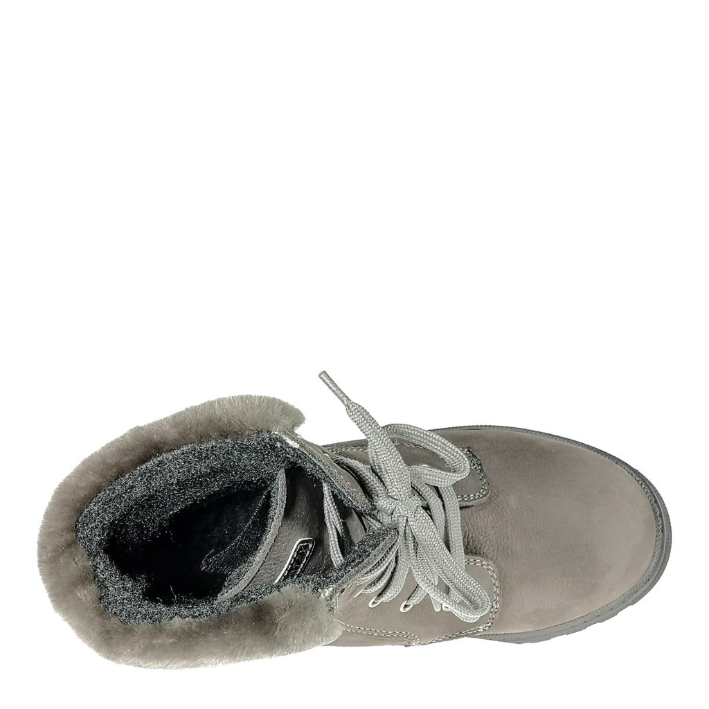 Szamos kid insulated girl boots grey with fur heel liner big kid size - TinyShoes